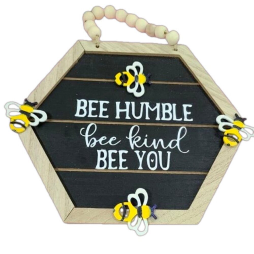 Cute Wood Sign Bee Decor Geometric Black and White Home Decor Rustic Wall Art